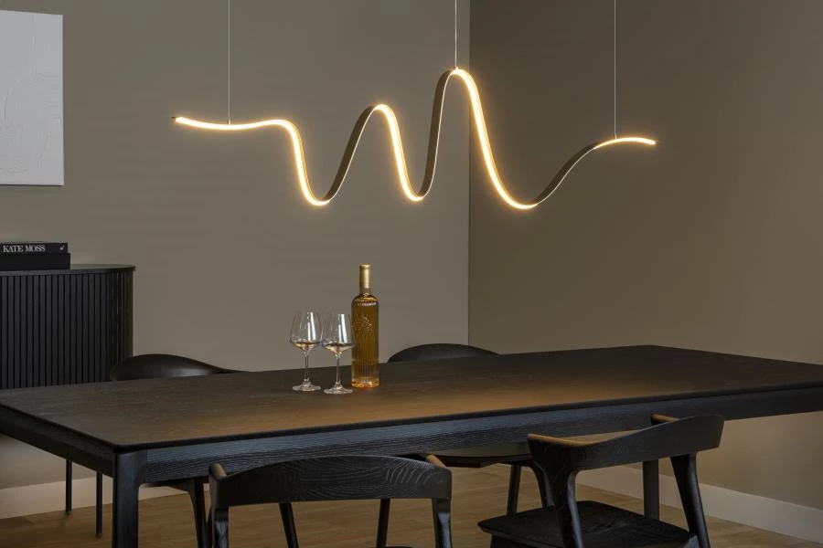 Lucide Premium LAMBADA - Pendant light - LED Dim. - 1x33W 2700K/3200K - Matt Gold / Brass - atmosphere 1